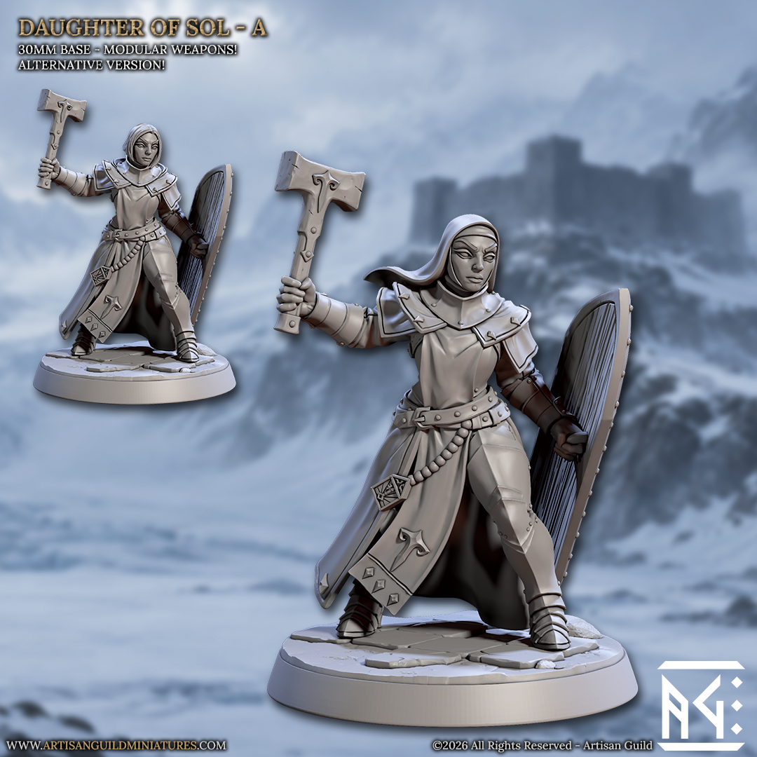 Warrior, Pose A | Requiem Daughters of Sol | Unpainted Miniature