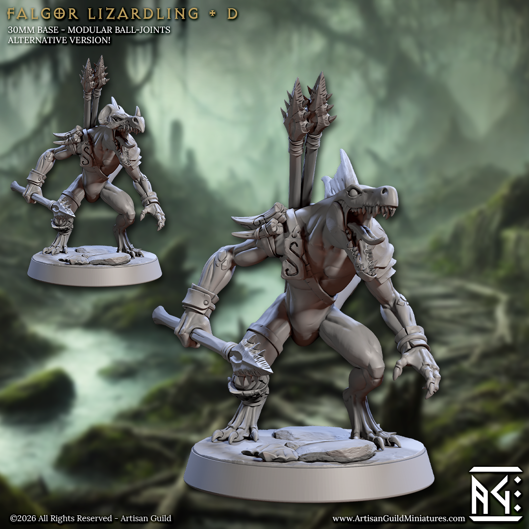 Lizardling, Pose D - Lizardman of Falgor - Unpainted Miniature