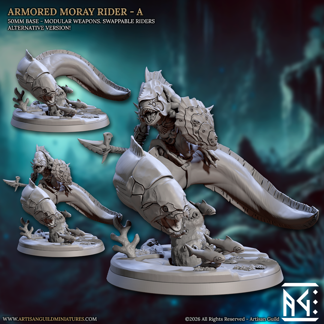 Armored Moray Rider, A | Lunatics of the Death Tide | Unpainted Miniature