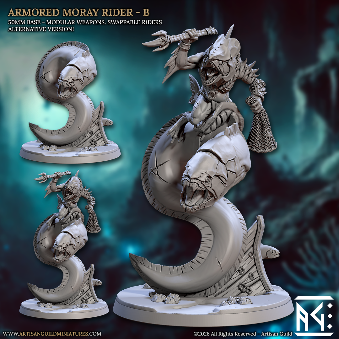 Armored Moray Rider, B | Lunatics of the Death Tide | Unpainted Miniature