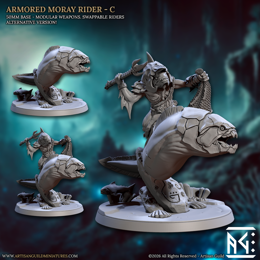Armored Moray Rider, C | Lunatics of the Death Tide | Unpainted Miniature