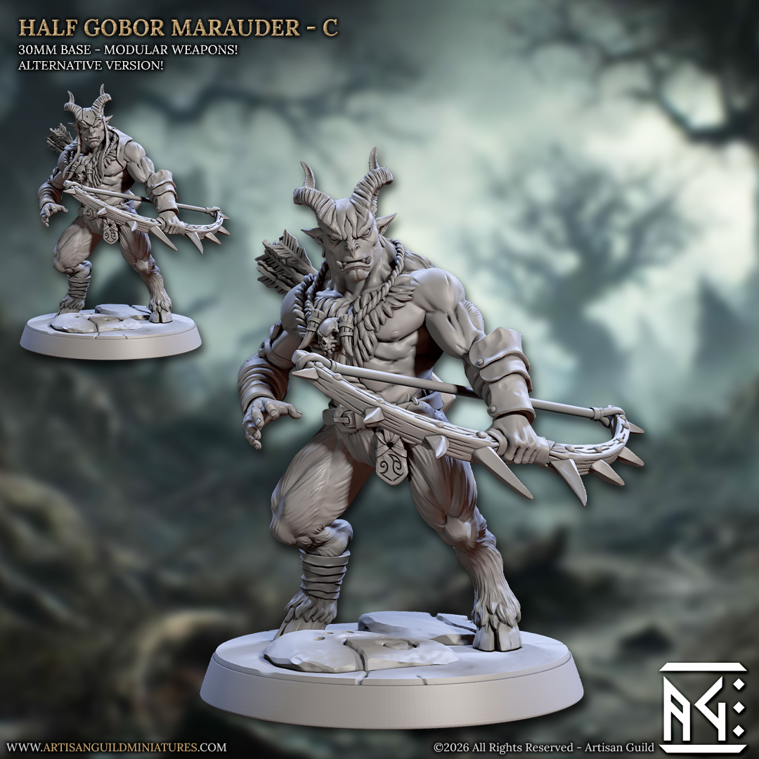Half Gobor Marauder, Pose C - Rise of the Beastmen - Unpainted Miniature