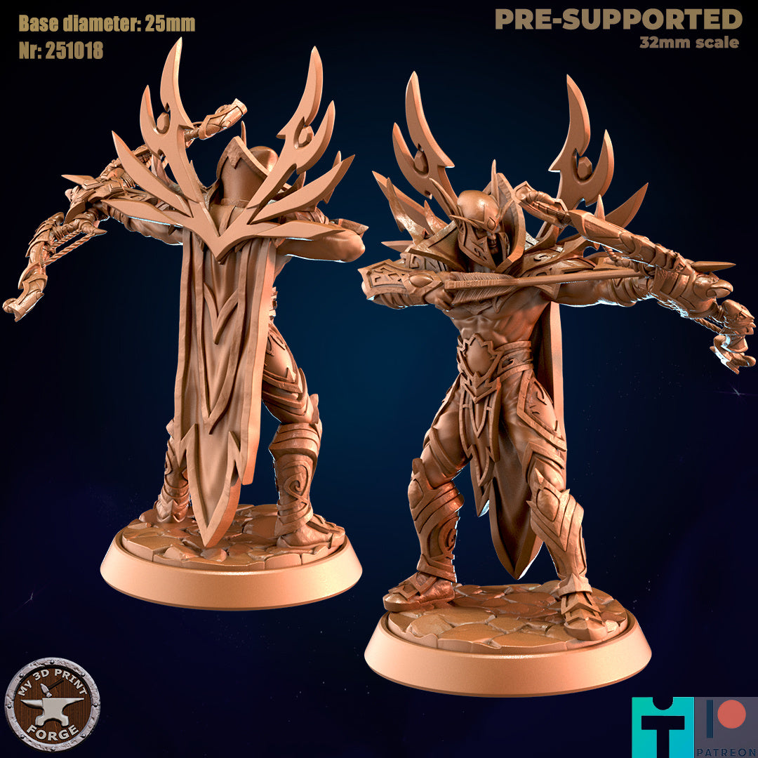 Male Elf Archer with Crested Armor - 32mm Scale - Unpainted Miniature