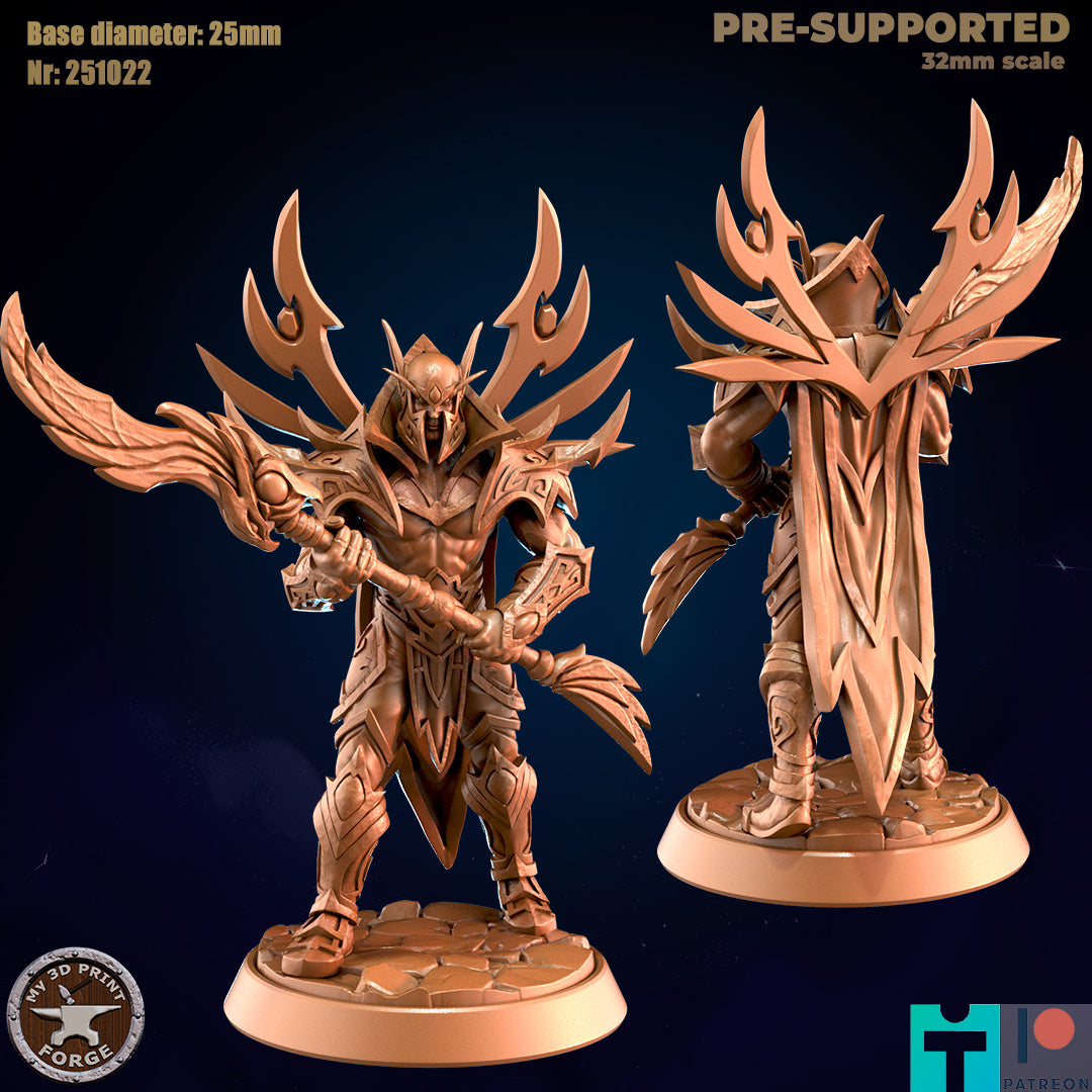 Male Elf Warrior with Crested Armor - 32mm Scale - Unpainted Miniature