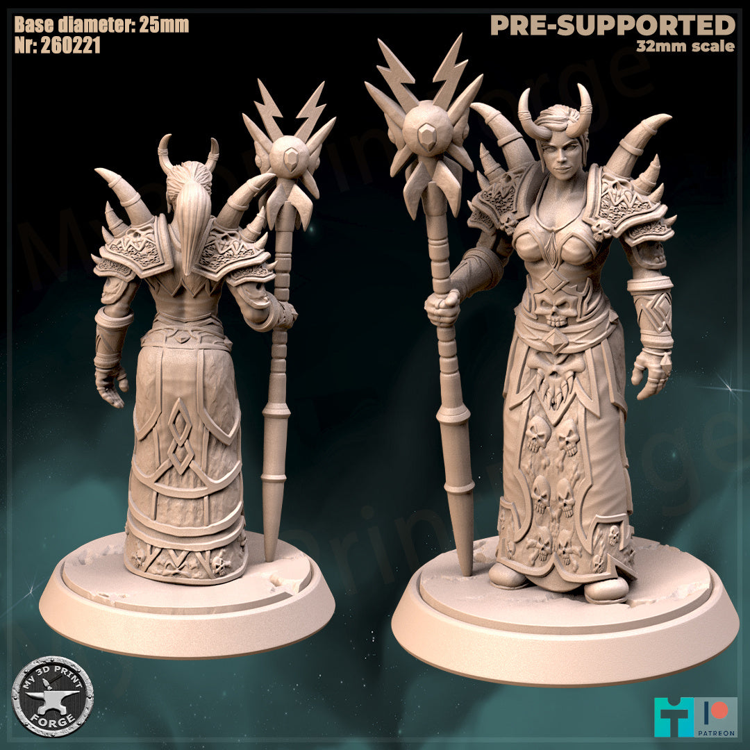 Female Warlock, Classic Armor, 2 Poses - 32mm Scale - Unpainted Miniature