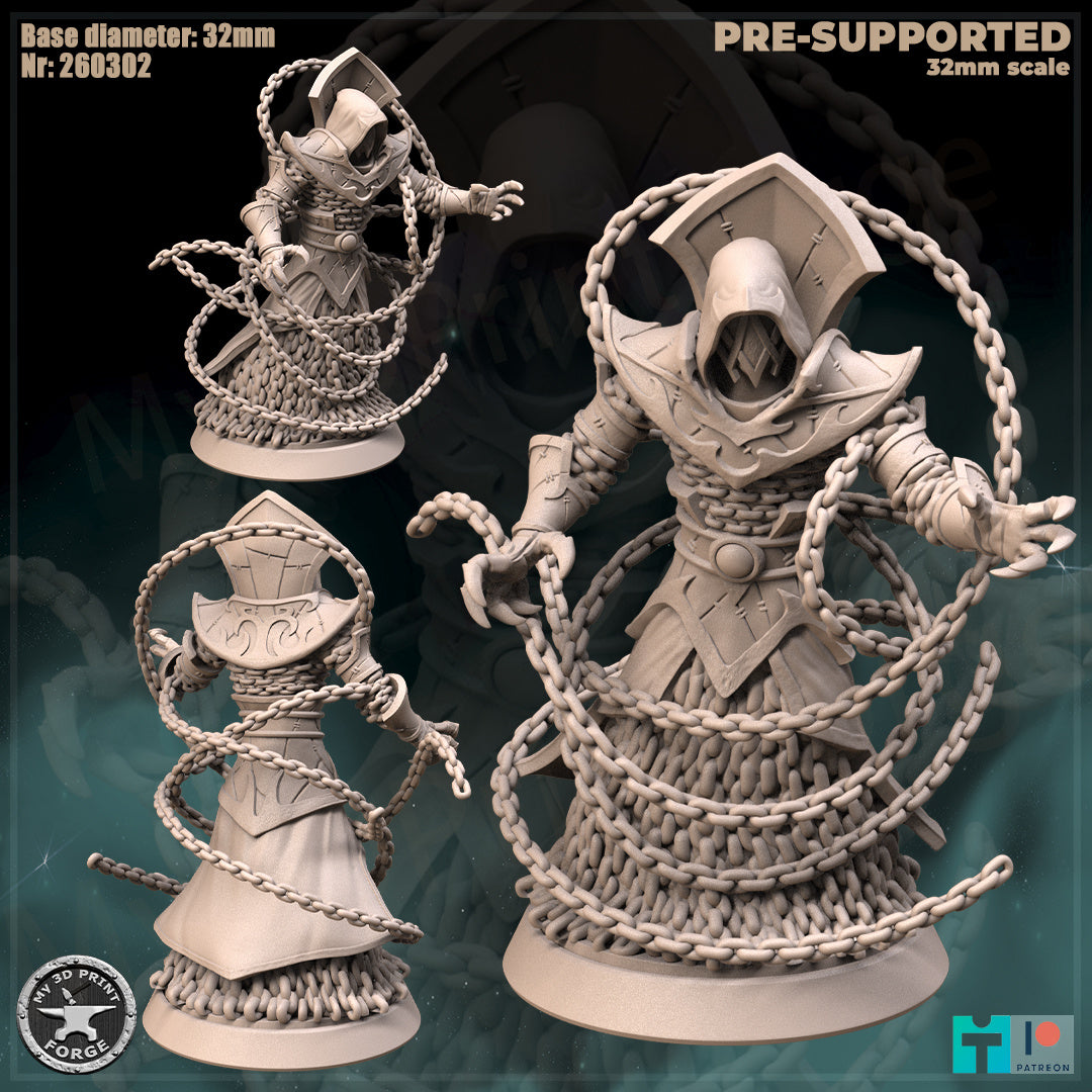 Chained Ethereal, Attacking - 32mm Scale - Unpainted Miniature