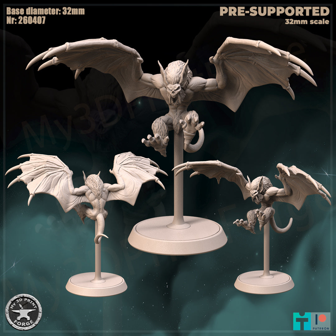 Gargoyle, 3 Poses - 32mm Scale - Unpainted Miniature