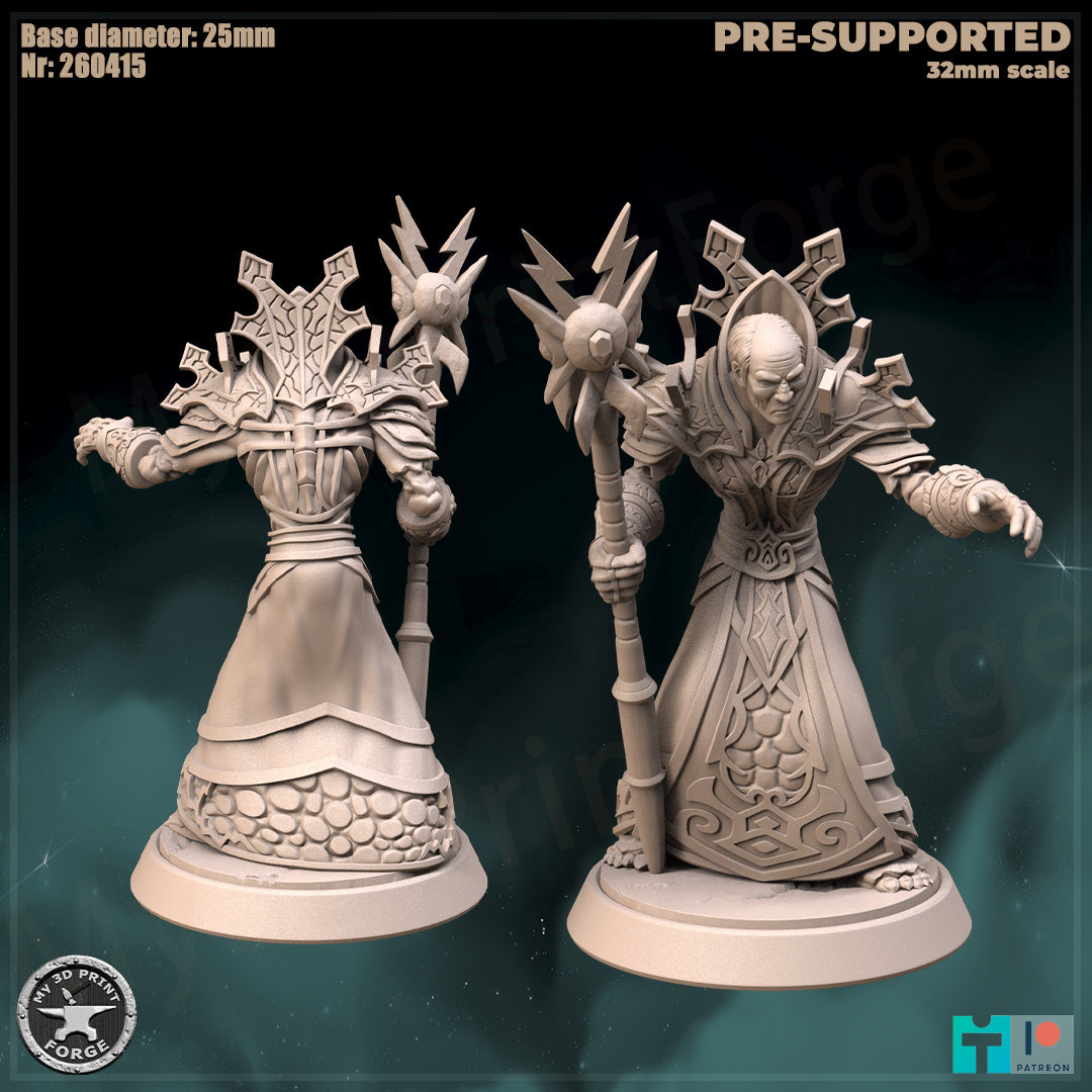 Undead Mage, Classic Armor, 2 Poses - Unpainted Miniature