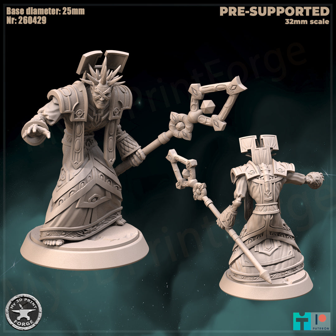 Undead Priest, Classic Armor, 2 Poses - Unpainted Miniature