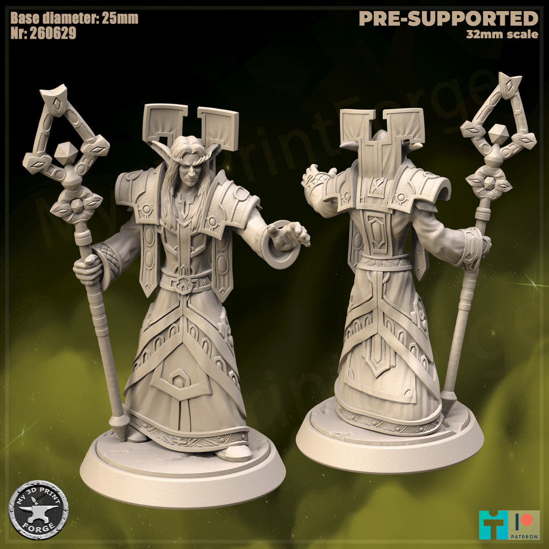 Elf Priest, Classic Armor - 32mm Scale - Unpainted Miniature