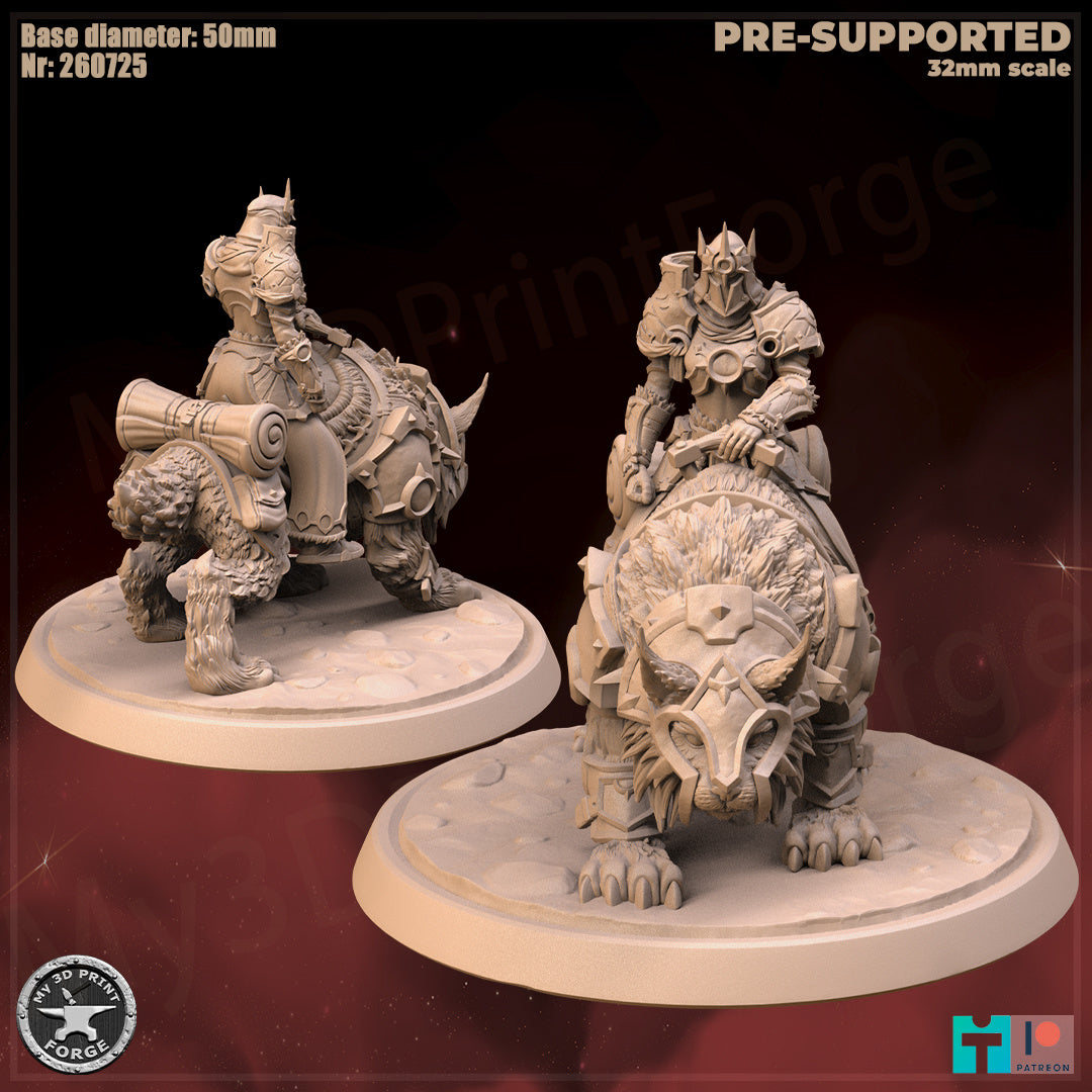 Warrior, Human Tribe, Mounted - 32mm Scale - Unpainted Miniature