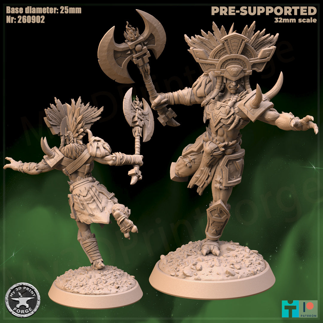 Female Troll Chieftain, 2 Poses - 32mm Scale - Unpainted Miniature