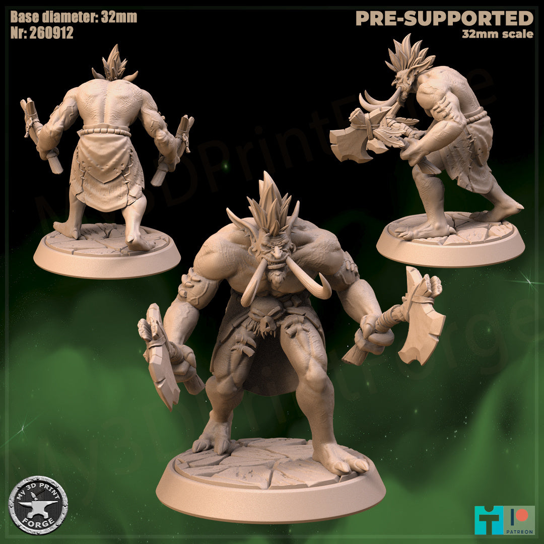 Troll Commoner, 2 Poses - 32mm Scale - Unpainted Miniature