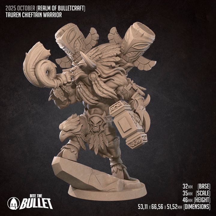 Minotaur Chieftain | 32mm, 35mm Scale | Unpainted Miniature