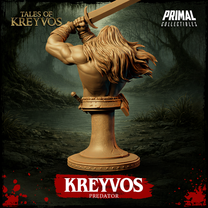 Predator Barbarian, Tales of Kreyvos - Unpainted Miniature Bust