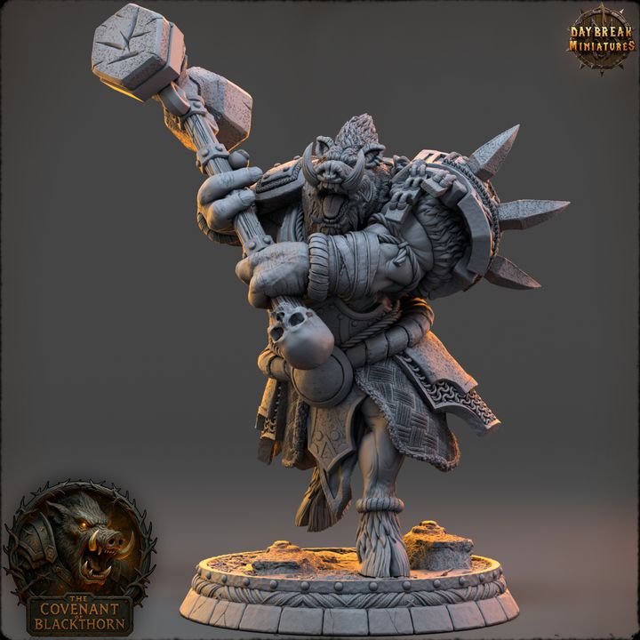 Molga Embertusk, Boarfolk - The Covenant of Blackthorn - Unpainted Miniature