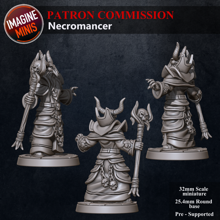 Necromancer with Skull Helm - Unpainted Miniature