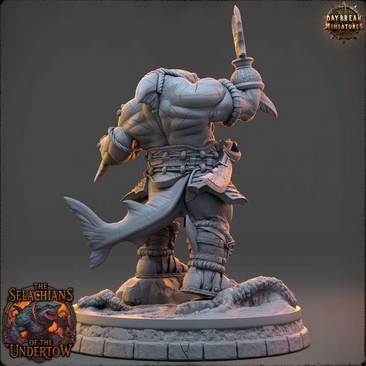 Skelith Nine-Gills, Sharkfolk - The Selachians of the Undertow - Unpainted Miniature
