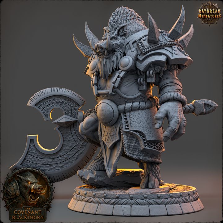 Skrenn Blacktusk, Boarfolk - The Covenant of Blackthorn - Unpainted Miniature