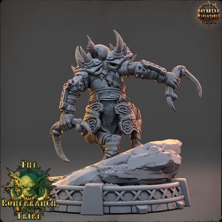 Varka Spinechewer, Goblin Marauder - The Bonebranch Tribe - Unpainted Miniature
