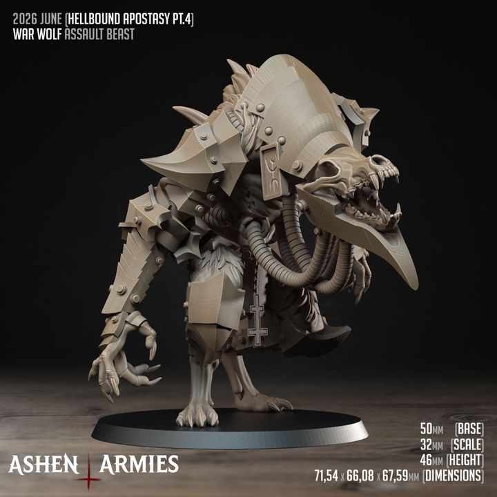 War Wolf Assault Beast, Hellbound Apostasy - Bullet Crusade - Unpainted Miniature