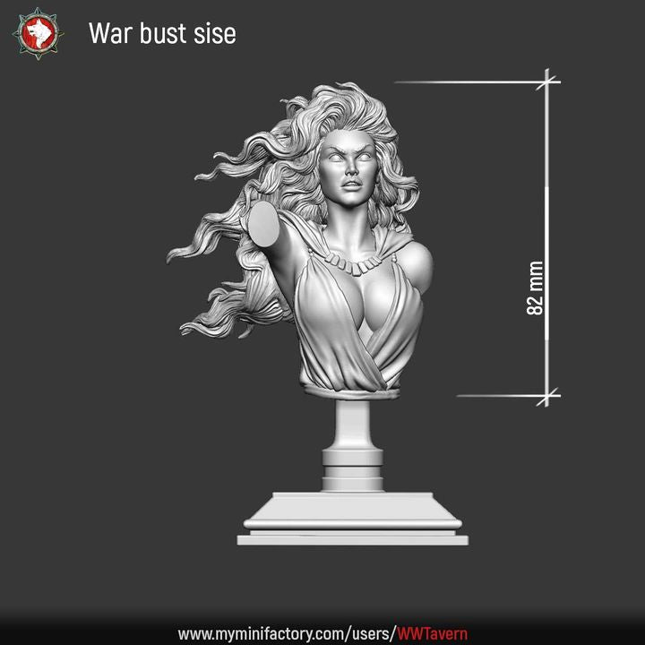 War Maiden - Unpainted Miniature Bust