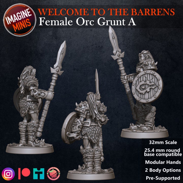 Female Orc Grunt A - Barrens Set - Unpainted Miniature