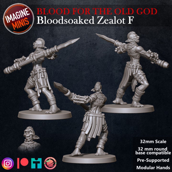 Bloodsoaked Zealot F - Blood for the Old God Set - Unpainted Miniature