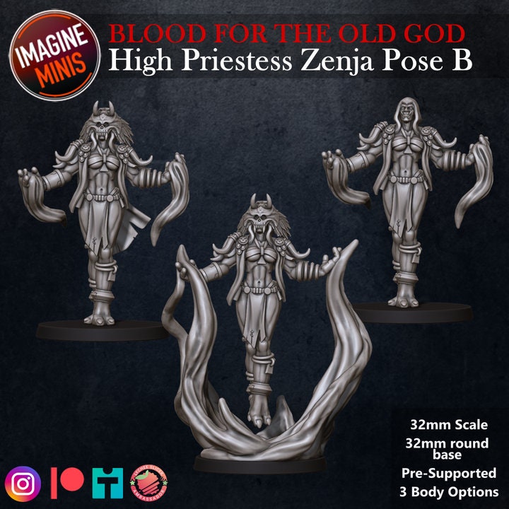 High Priestess Zenja - Pose B - Blood for the Old God Set - Unpainted Miniature