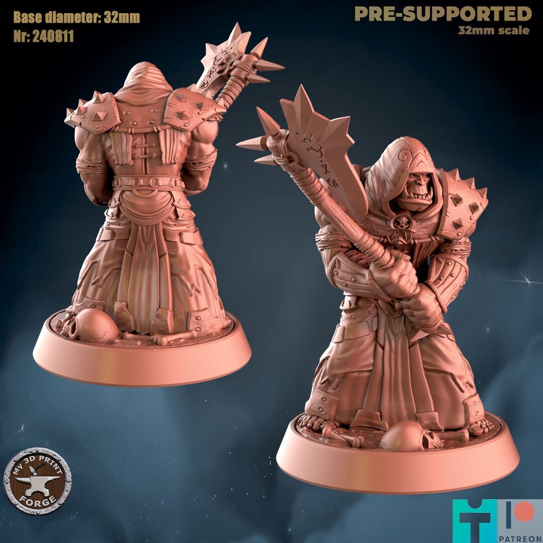 Orc Death Knight - 2 Poses - Unpainted Miniature