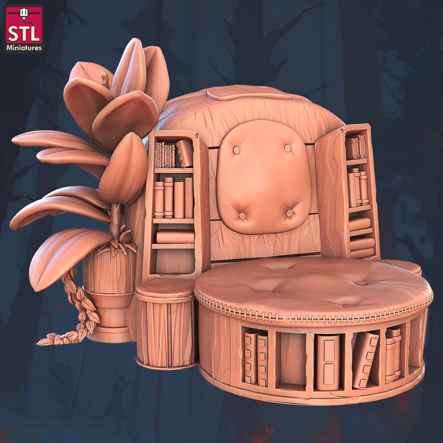 Books & Tomes, Bookseller, Townsfolk NPCs, 32mm Scale - Unpainted Miniature for DnD, Pathfinder, Tabletop RPGs, Dioramas - STL Miniatures