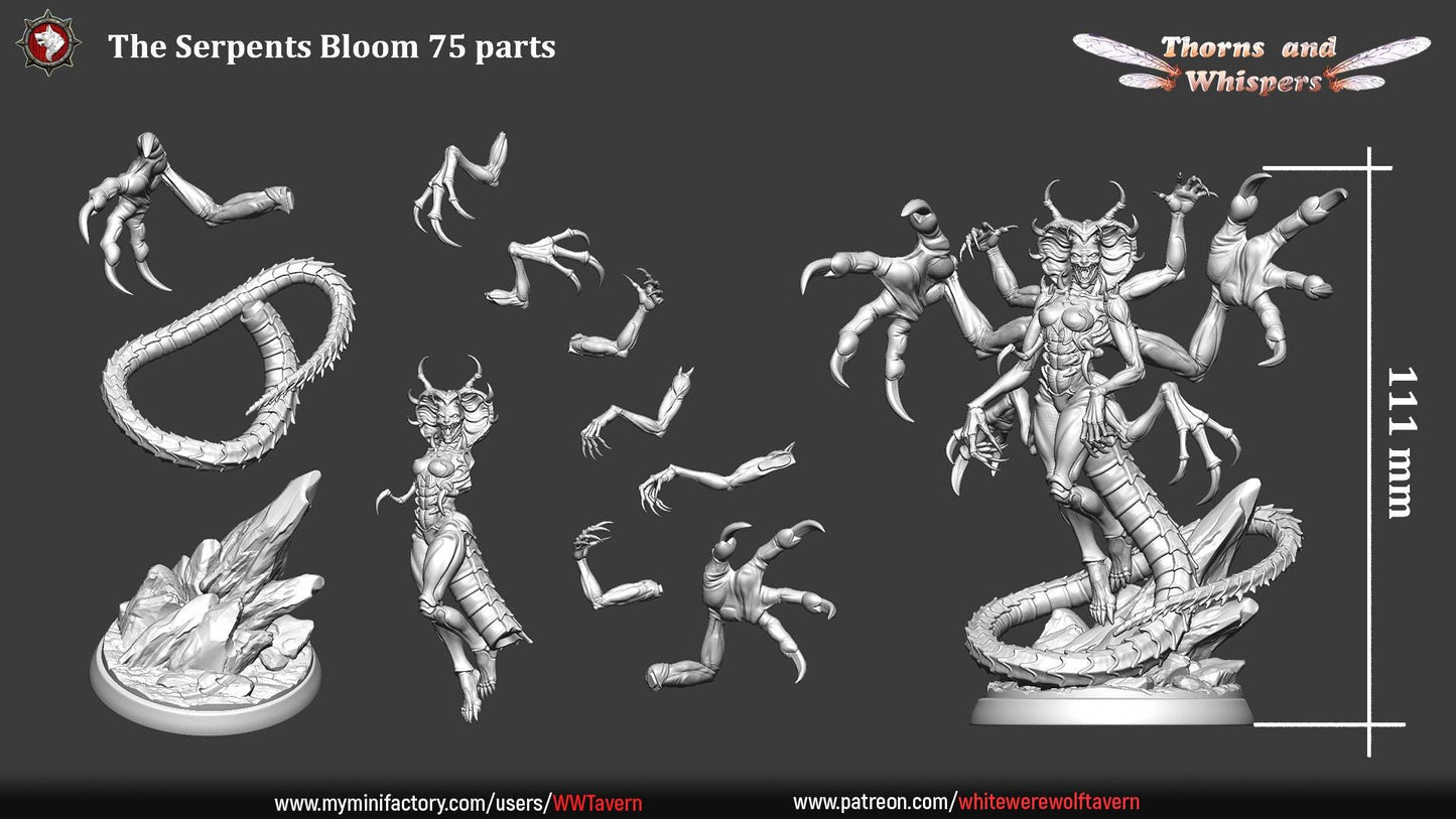 Serpent's Bloom, Fey Monster - 32mm, 75mm Scale - Unpainted Miniature for DnD, Pathfinder, Tabletop RPGs - White Werewolf Tavern