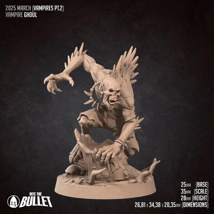 Vampire Ghoul - 32mm, 35mm Scale - Unpainted Miniature for DnD, Pathfinder, Tabletop RPGs - Bite the Bullet