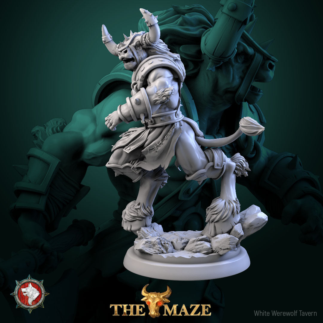 Beastman Charger - Male Minotaurs - Unpainted Miniature
