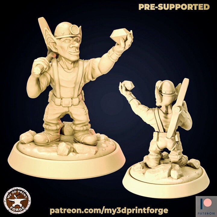 Goblin Miner with Gem - Unpainted Miniature