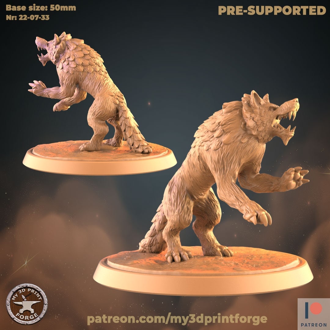 Wolf - Attacking - 32mm Scale - Unpainted Miniature