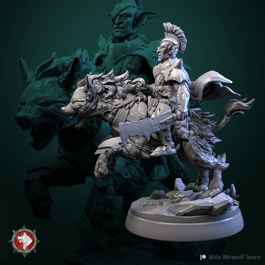 Goblin Raider - Goblin with Wolf Mount - Unpainted Miniature