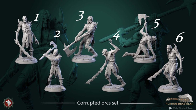Corrupted Orcs - Orc Zombies - Unpainted Miniature