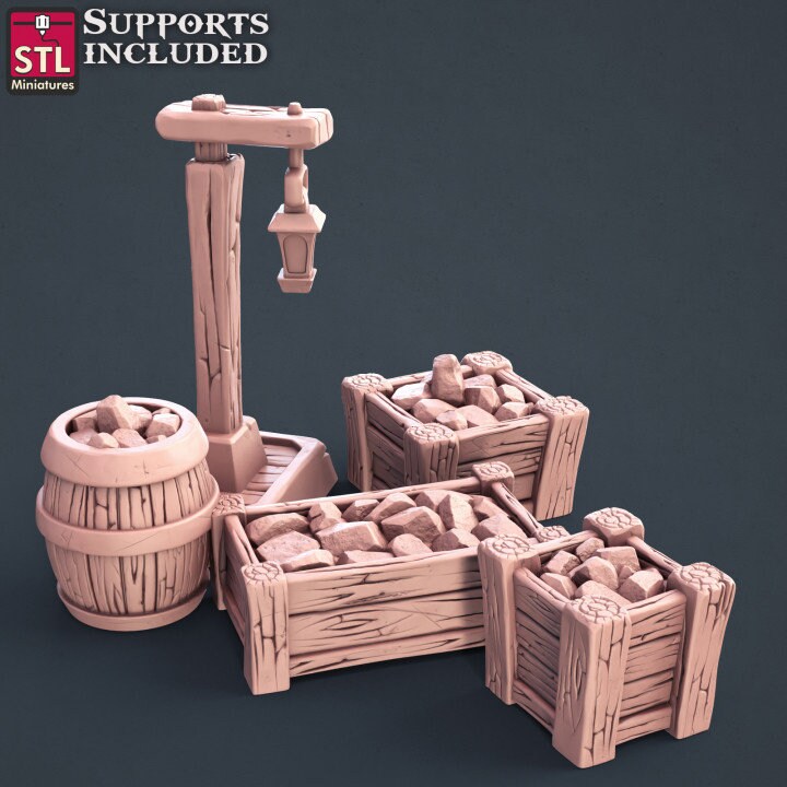 Ore Storage - Mine Crates - Unpainted Miniature