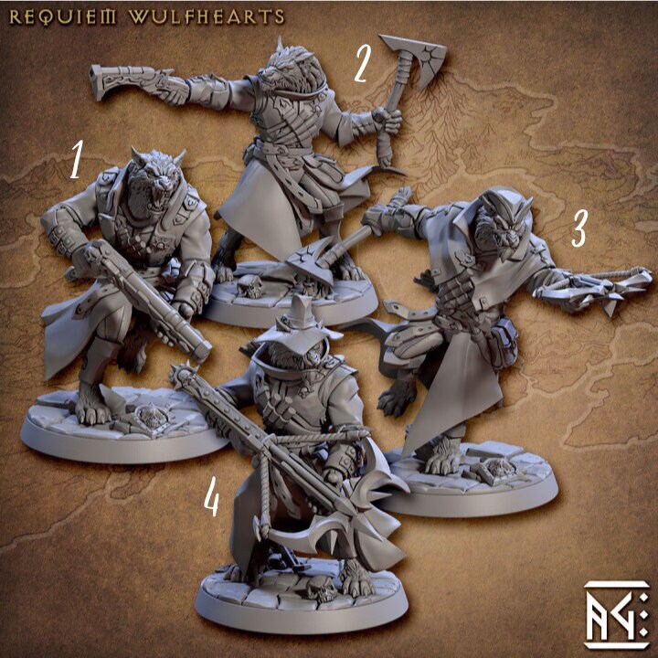 Requiem Wulfhearts - Werewolves - Unpainted Miniature