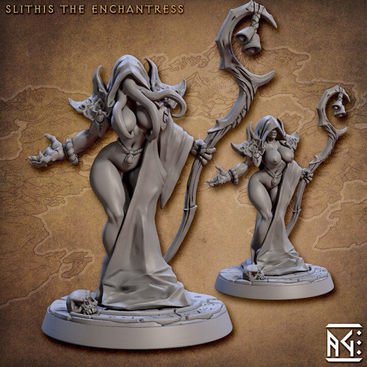 Slithis the Enchantress - Pinup - Slathaai of House Mora Set by Artisan Guild - Unpainted Miniature