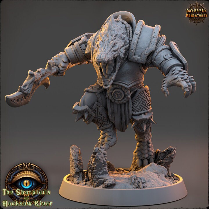 Onyx Cliffgrip - Crocodile Man - Unpainted Miniature