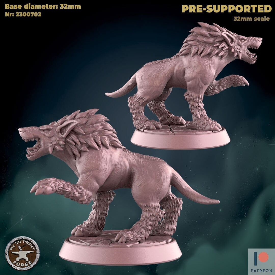 Hell Hound - 2 Poses - Unpainted Miniatures