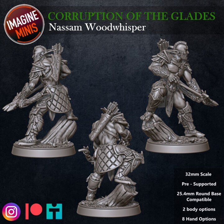 Nassam Woodwhisper - Male Elf Ranger - Unpainted Miniature