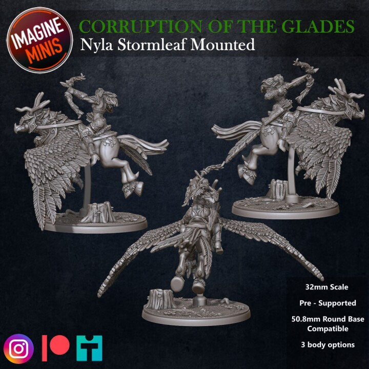 Nyla Stormleaf - Mounted Sentinel - Unpainted Miniature