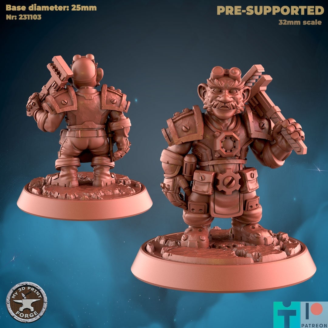 Gnome Engineer - 3 Poses - Unpainted Miniature
