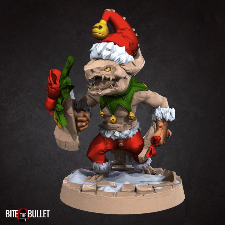 Kobold Warrior with Alternate Christmas Version - Unpainted Miniature