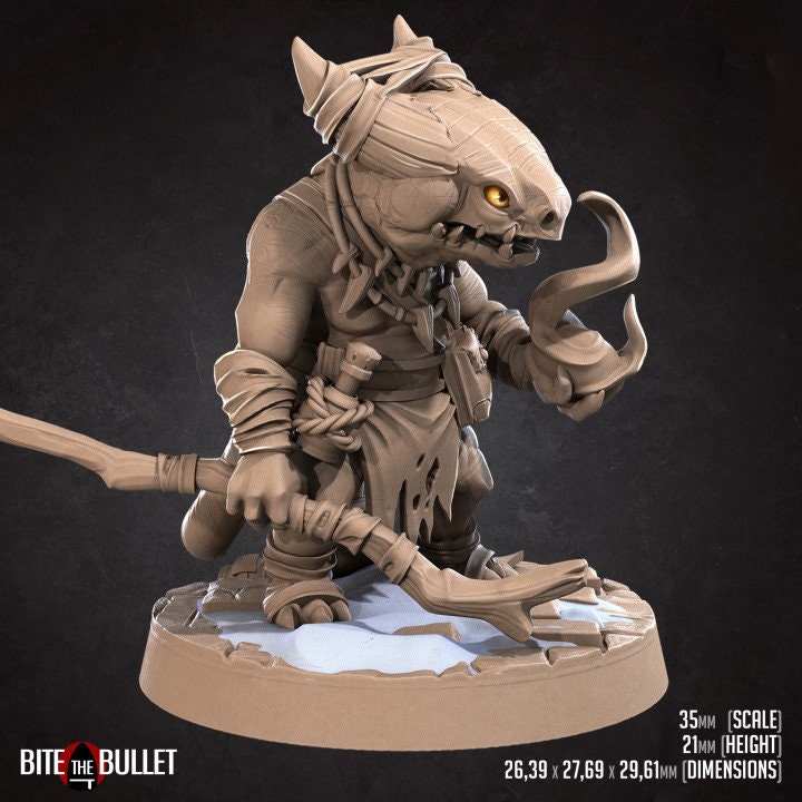 Kobold Sorcerer with Alternate Christmas Version - Unpainted Miniature