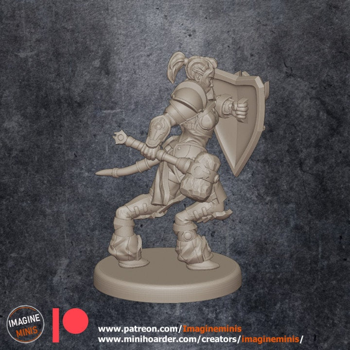 Narluu - Horned Humanoid Paladin - Unpainted Miniature