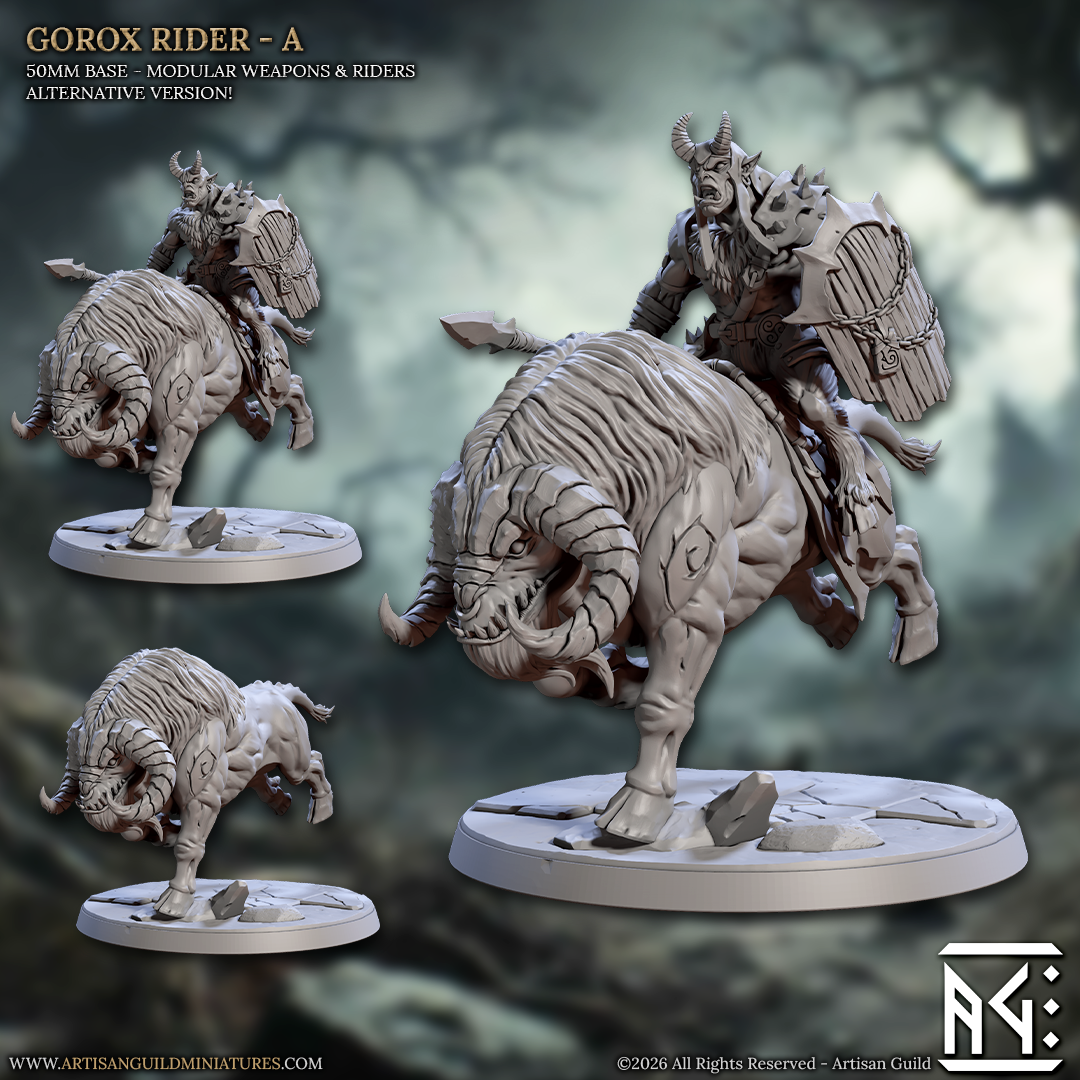 Gorox Rider, Pose A - Rise of the Beastmen - Unpainted Miniature